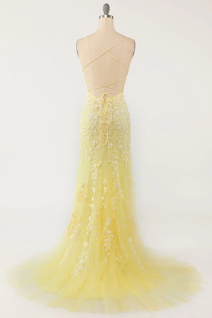 Vestidos de fiesta de sirena con tirantes finos rojos y apliques de encaje rojo, vestidos de noche largos y económicos. 