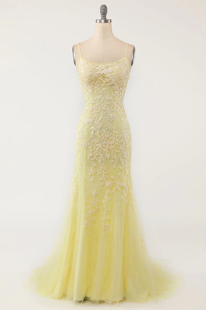 Vestidos de fiesta de sirena con tirantes finos rojos y apliques de encaje rojo, vestidos de noche largos y económicos. 