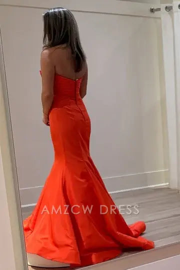 Vestido de fiesta largo plisado sin mangas con lazos y sirena de Amzcw