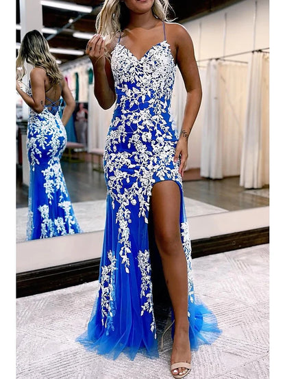 Sheath/Column Spaghetti Straps Floor-Length Prom Dresses