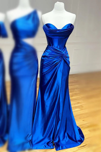 Vestidos de noche de graduación de llegada, sirena, satén, cola larga 