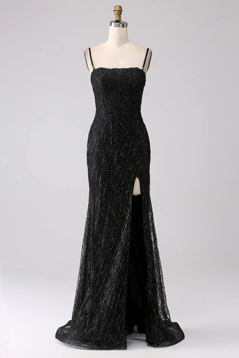 Amzcw Sparkly Black Mermaid Cold Shoulder Long Prom Dress with Slit prom dresses shops