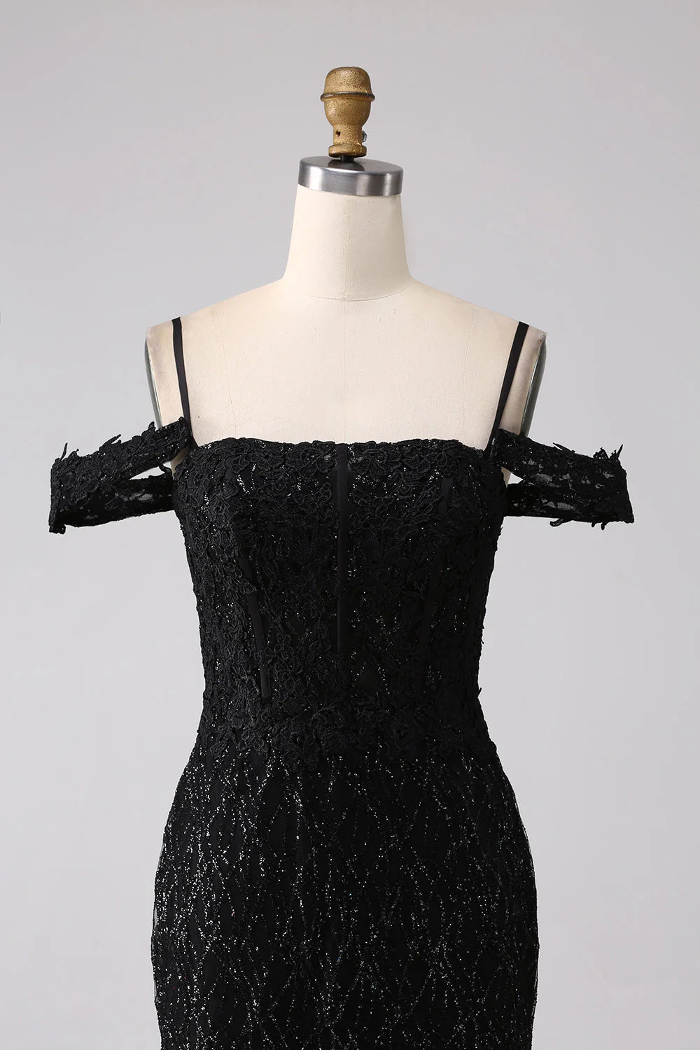 Amzcw Sparkly Black Mermaid Cold Shoulder Long Prom Dress with Slit prom dresses shops