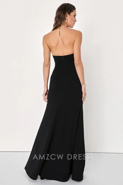 Vestido largo negro con bustier sin tirantes, elegante y apasionado, de Amzcw, para uso formal 