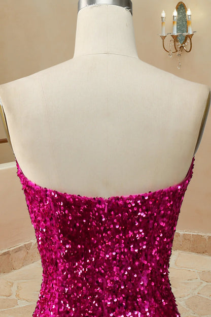 Vestidos de fiesta sirena lentejuelas sin tirantes cola larga 