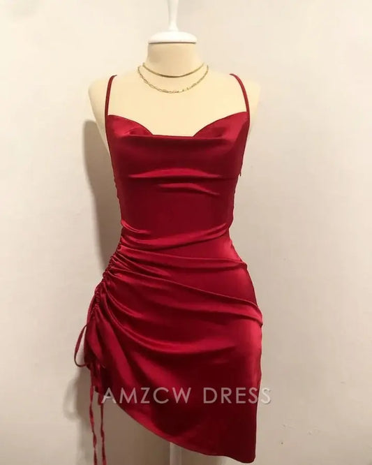 Amzcw Elegant Red Sheath Short Prom Dress Homecoming Dress formal wear dresses