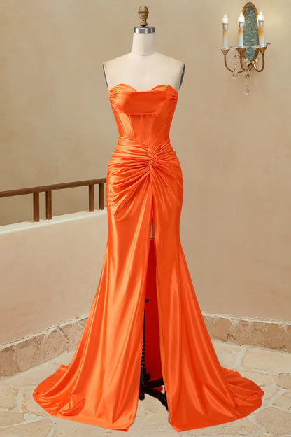 Vestidos de noche de graduación de llegada, sirena, satén, cola larga 