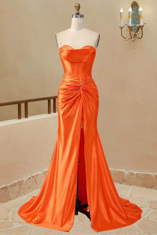 Vestidos de noche de graduación de llegada, sirena, satén, cola larga 
