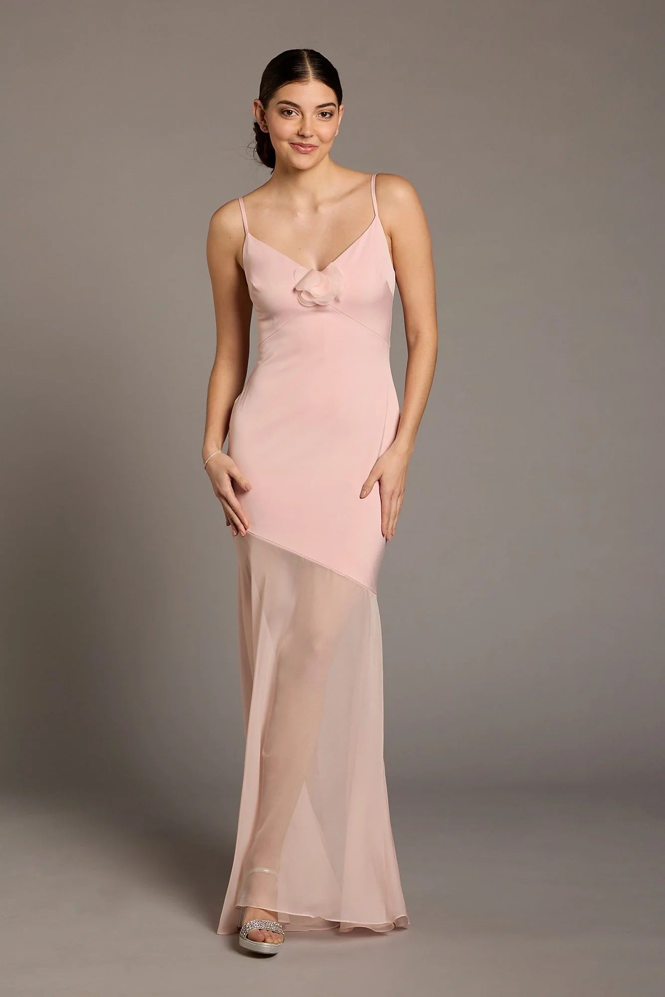 Romantic Mermaid Spaghetti-Strap Chiffon Overlay Prom Dress