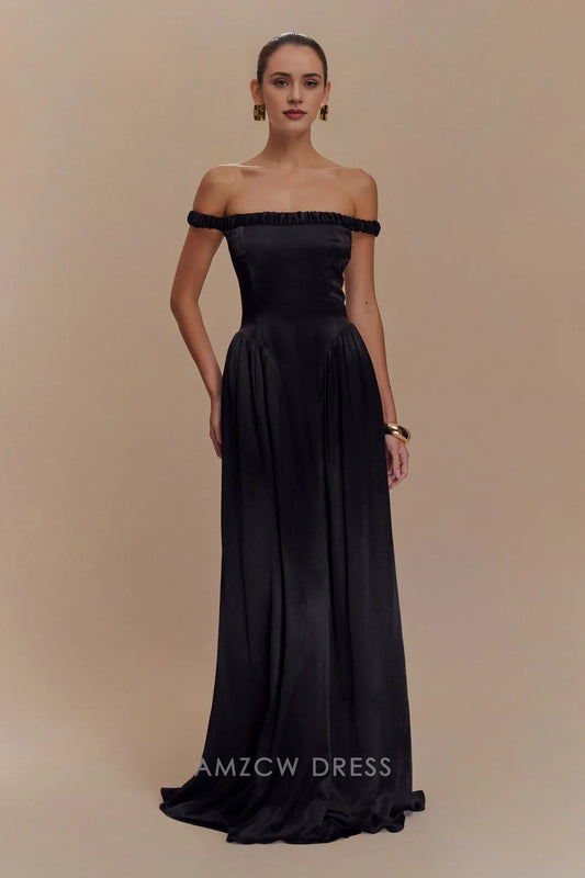 Romantic Sheath/Column Off the Shoulder Sleeveless Backless Floor-Length prom dress