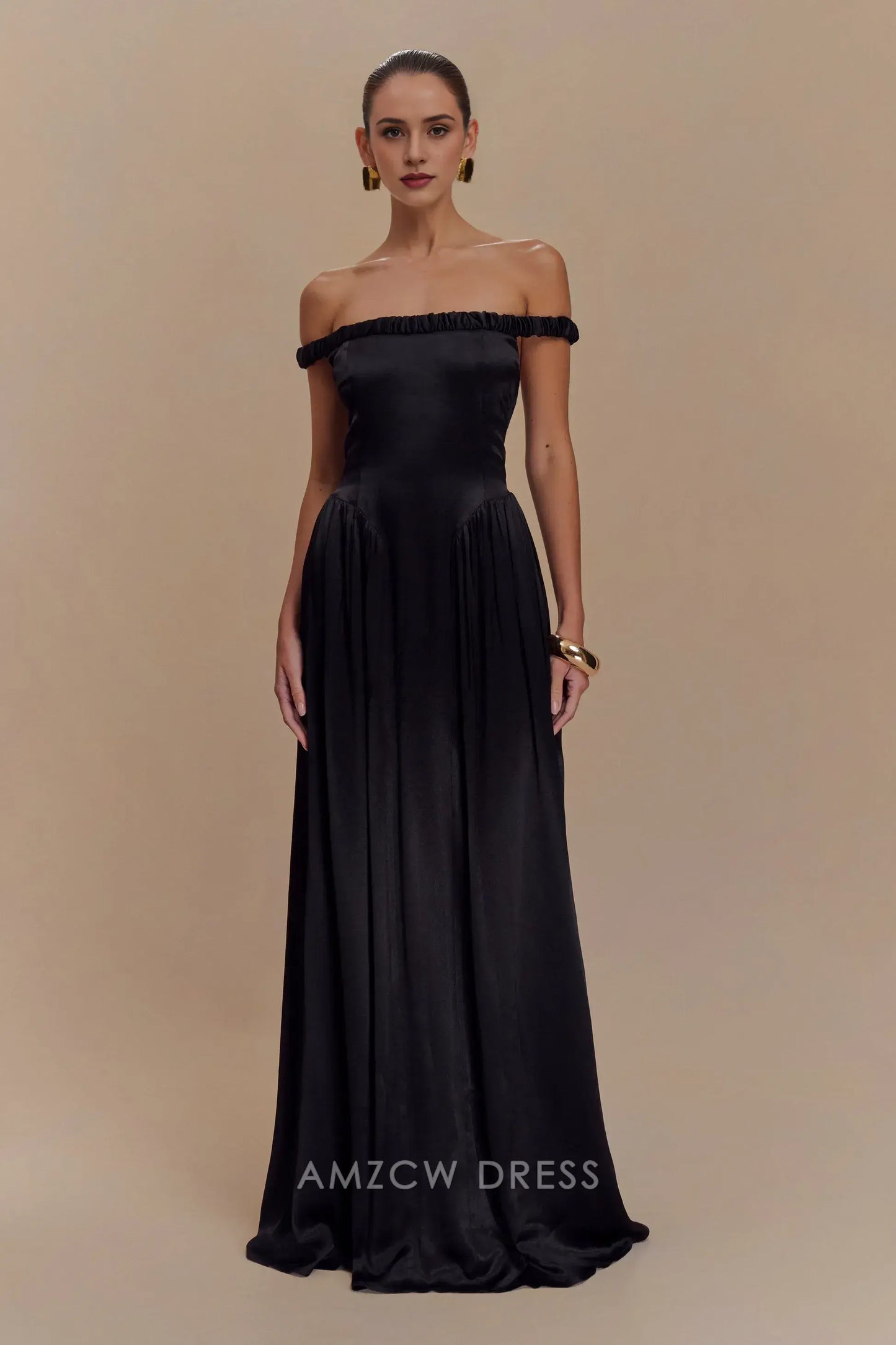 Romantic Sheath/Column Off the Shoulder Sleeveless Backless Floor-Length prom dress
