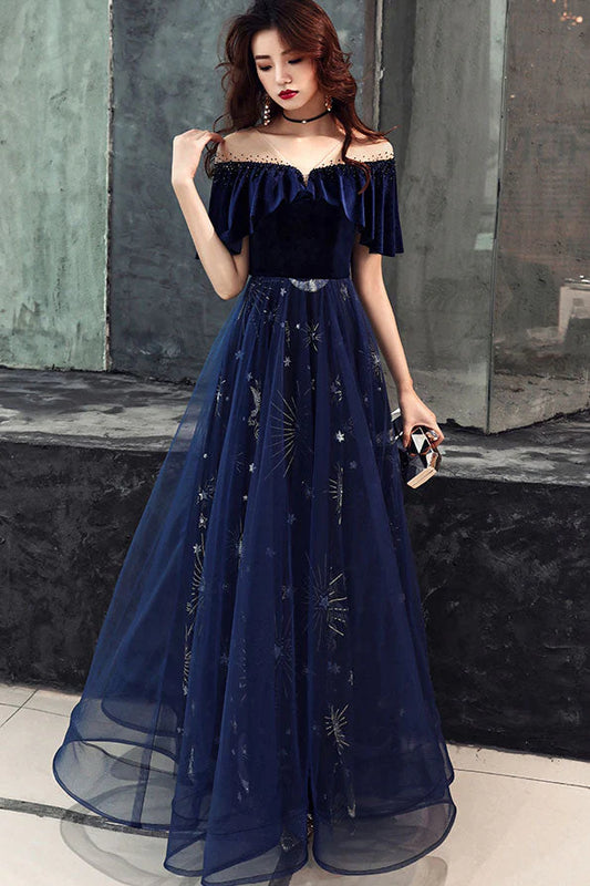 Vestido de noche elegante con cuello en V Vestidos largos de fiesta 