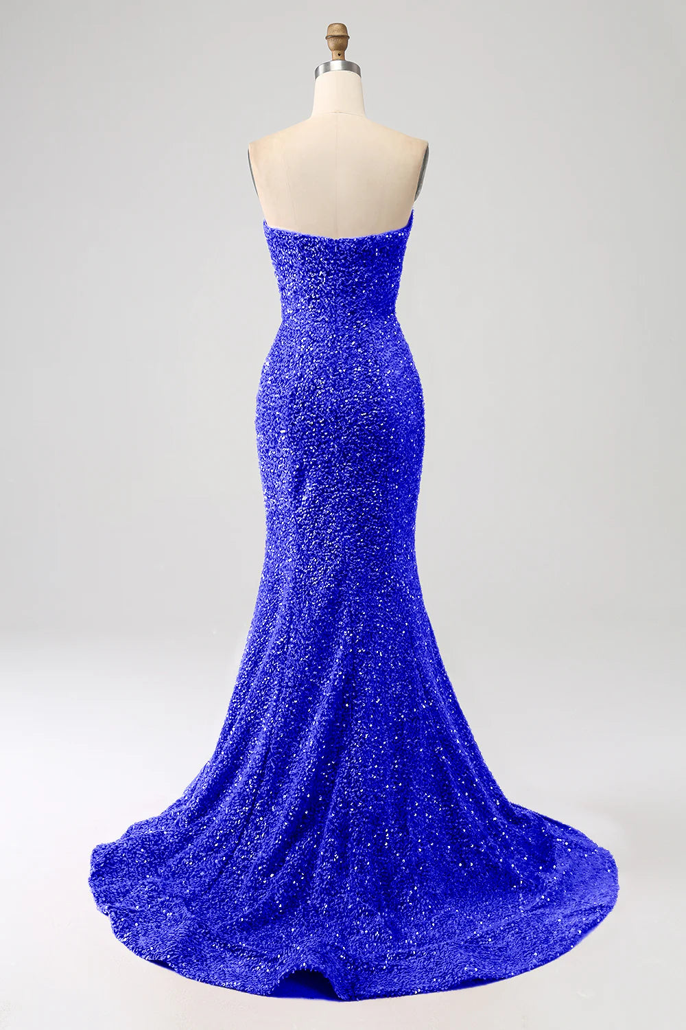 Amzcw Royal Blue Mermaid Sweetheart Sweep Train Prom Dress With Sequins prom dresses shops