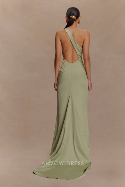 Amzcw Elegantes Vestidos de Fiesta Línea A Satén Verde Azulado con Hombros Descubiertos Mini Vestido Corto Venta Caliente para Mujeres 