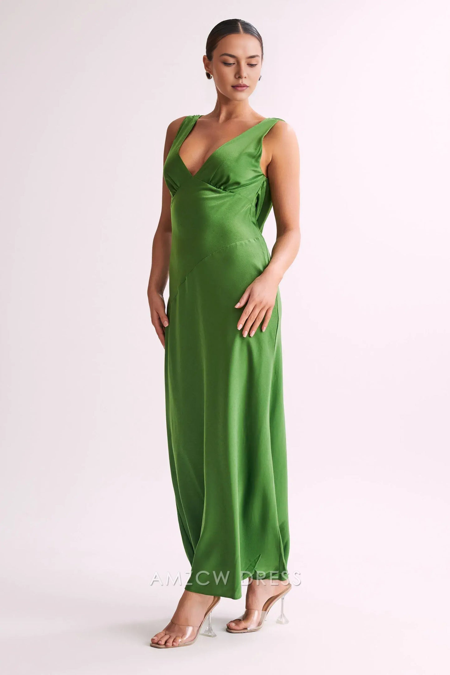 Amzcw Elegantes Vestidos de Fiesta Línea A Satén Verde Azulado con Hombros Descubiertos Mini Vestido Corto Venta Caliente para Mujeres 