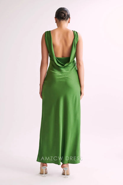 Amzcw Elegantes Vestidos de Fiesta Línea A Satén Verde Azulado con Hombros Descubiertos Mini Vestido Corto Venta Caliente para Mujeres 