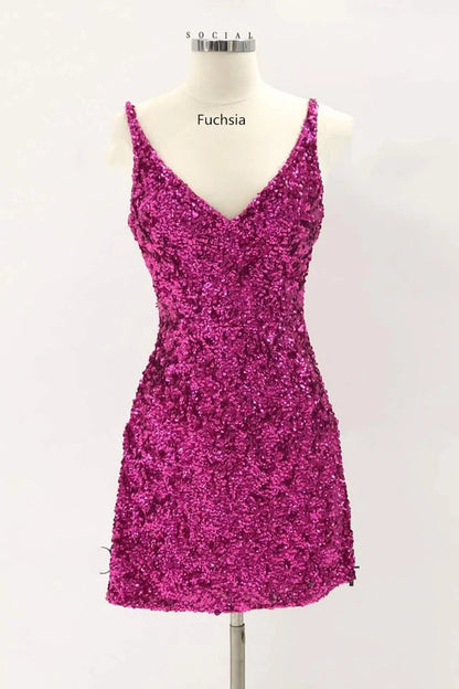 Vestidos de fiesta sexys con lentejuelas y tirantes finos, corte tubo, espalda abierta, cortos/mini 