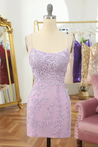 Vestidos de fiesta con tirantes finos, apliques de encaje y largo superior