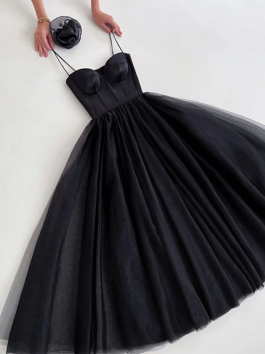 Amzcw Simple black tulle short prom dress black short evening dress prom dresses shops