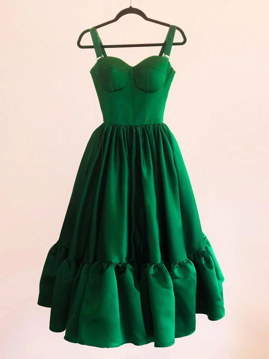 Amzcw Simple sweetheart neck satin short prom dress green homecoming dress prom dresses shops ﻿