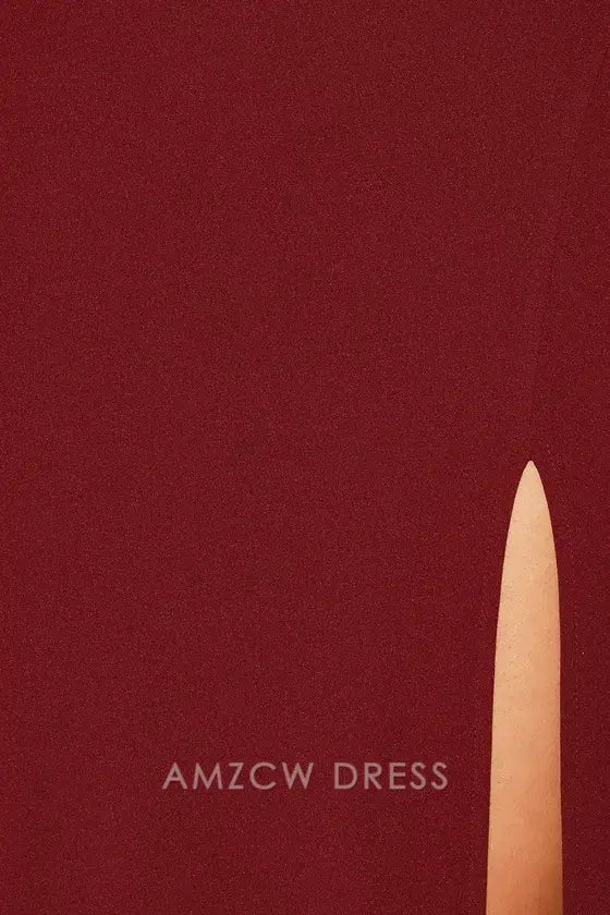 Vestido largo elegante y hermoso de Amzcw con un solo hombro en color burdeos y abertura en la espalda. Vestidos formales. 