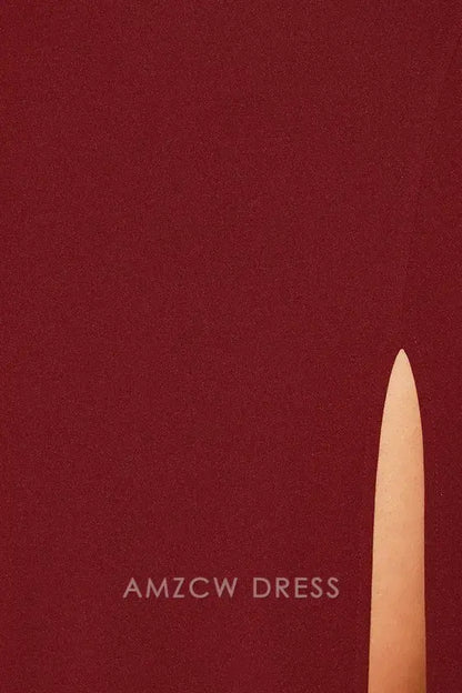 Vestido largo elegante y hermoso de Amzcw con un solo hombro en color burdeos y abertura en la espalda. Vestidos formales. 