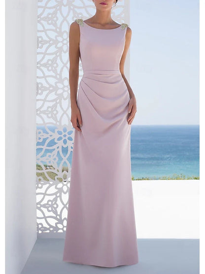 Sophisticated Sheath Boat Neck Sleeveless Embellished Ruched Lavender Floor-Length Prom Gown