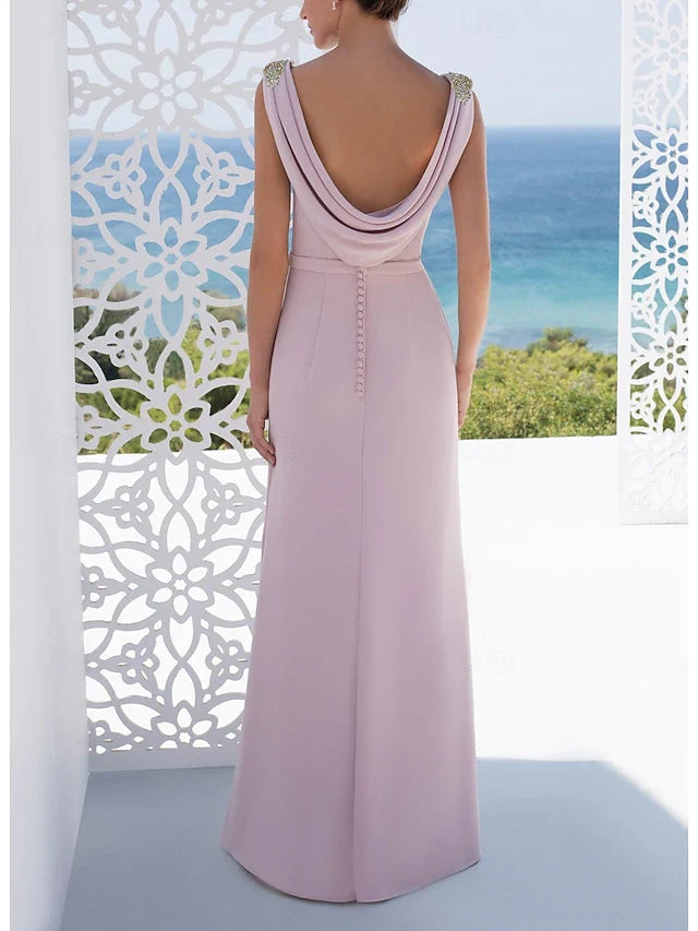 Sophisticated Sheath Boat Neck Sleeveless Embellished Ruched Lavender Floor-Length Prom Gown