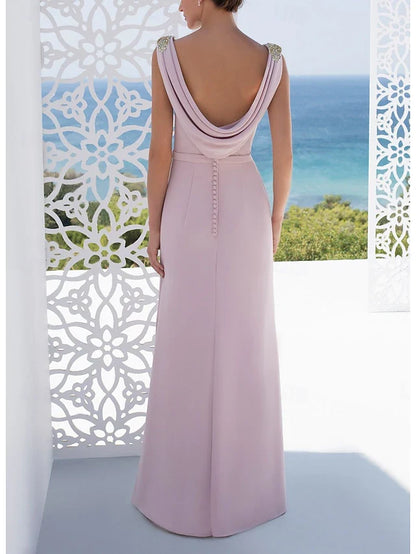 Sophisticated Sheath Boat Neck Sleeveless Embellished Ruched Lavender Floor-Length Prom Gown
