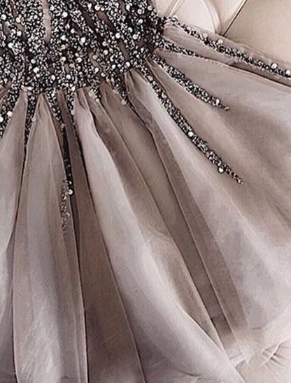 Close-up of the glitter tulle fabric on a homecoming dress.