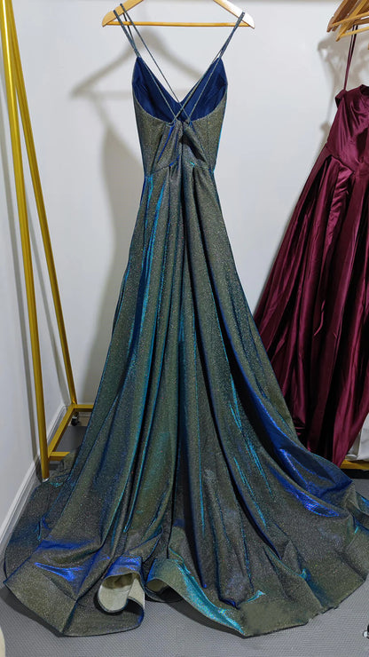 Vestidos de fiesta con lentejuelas verdes y tirantes finos brillantes, vestidos de mujer sin espalda 