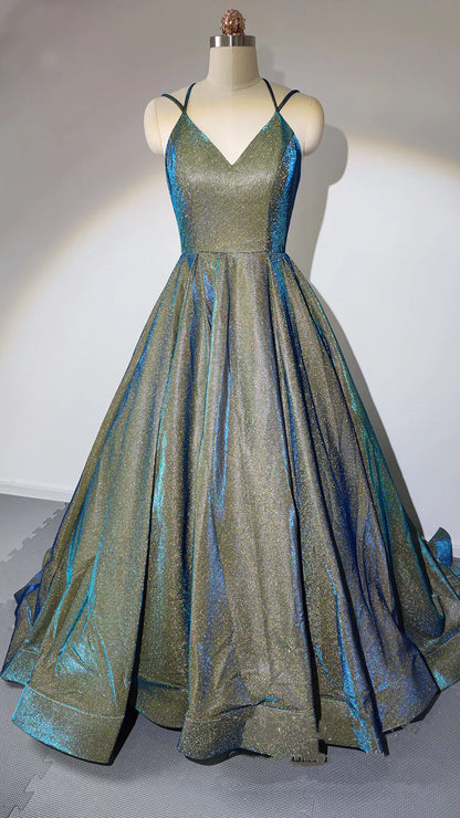 Vestidos de fiesta con lentejuelas verdes y tirantes finos brillantes, vestidos de mujer sin espalda 