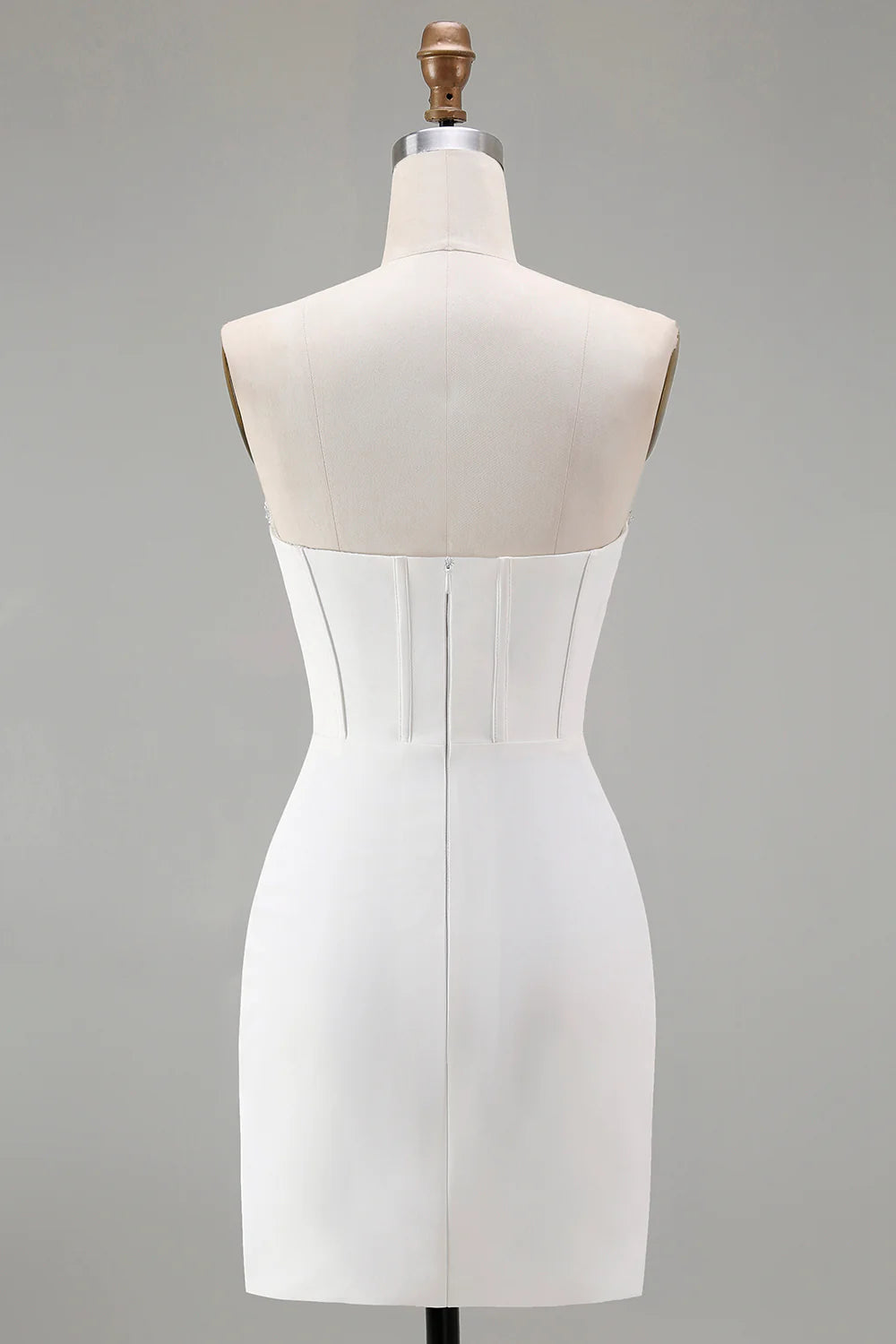 Strapless Sweetheart Beaded Corset Homecoming Dress with Ruched Bodycon Skirt