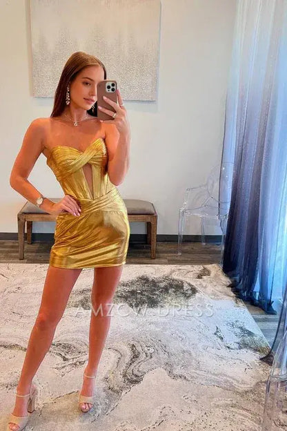 Amzcw Elegant Sweetheart Keyhole Ruched Bodycon Homecoming Dress formal wear dresses