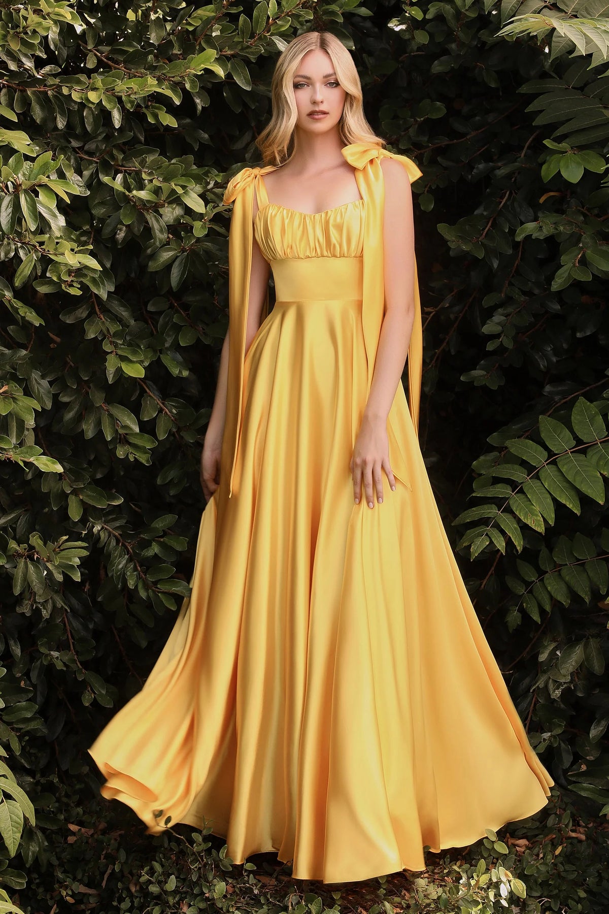 Sweetheart Neck Blush Pink Satin Evening Dresses with Shoulder Bow Ties and Floor-Length Skirt