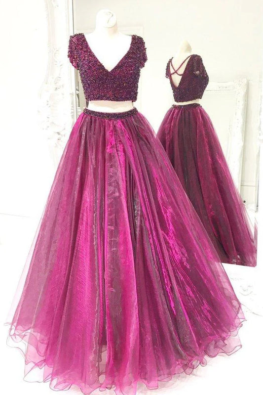 Vestido de fiesta de tul con cuentas, vestido de fiesta largo, vestido de noche 