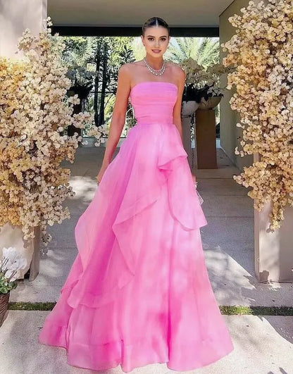 Vibrant Ballgown Sweetheart Strapless Open Back Floor-Length Evening Dresses
