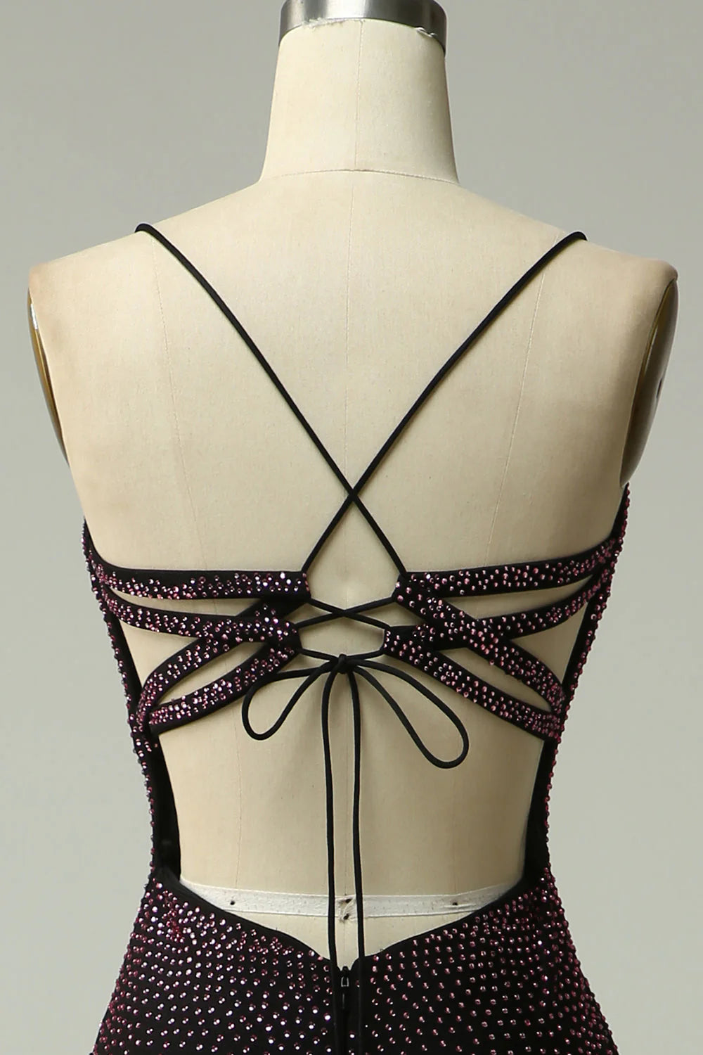 Amzcw Dark Purple Mermaid Spaghetti Straps Prom Dress with Beading prom dresses with long sleeves