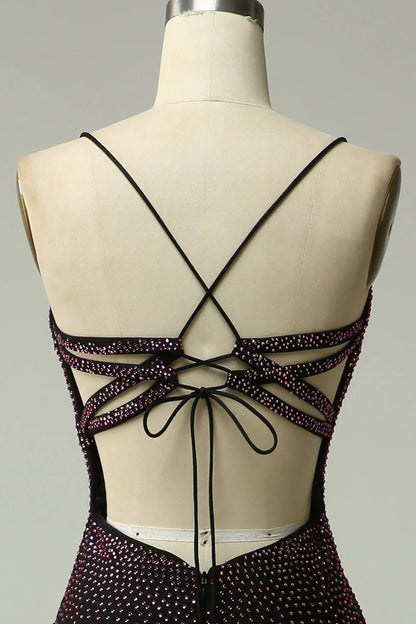 Amzcw Dark Purple Mermaid Spaghetti Straps Prom Dress with Beading prom dresses with long sleeves