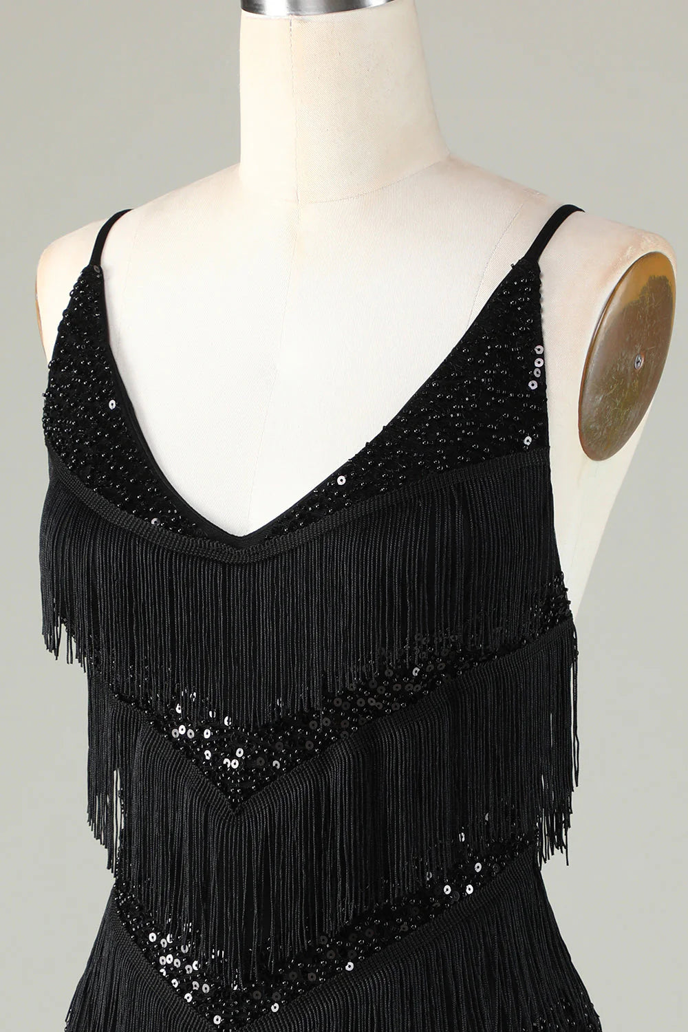 Amzcw Sparkly Black Sequins Beaded Tight Short Homecoming Dress with Fringes