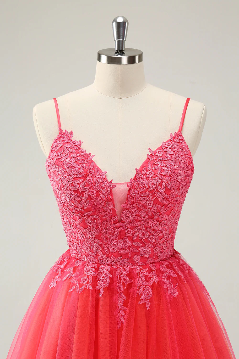 Amzcw Cute Hot Pink A Line Spaghetti Straps Sequin Short Homecoming Dress with Appliques