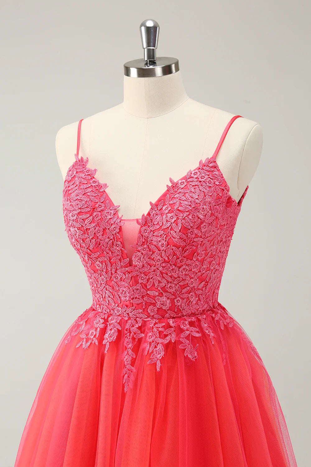 Amzcw Cute Hot Pink A Line Spaghetti Straps Sequin Short Homecoming Dress with Appliques