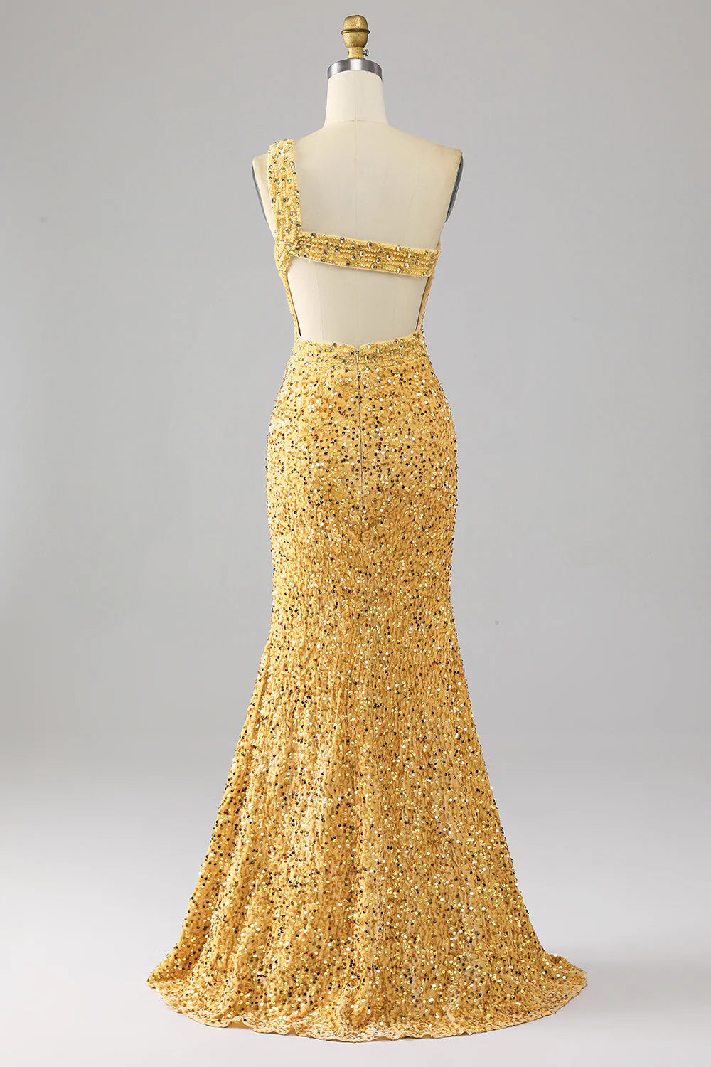 Amzcw Mermaid Sequins One Shoulder Golden Prom Dress with Slit prom dresses shops