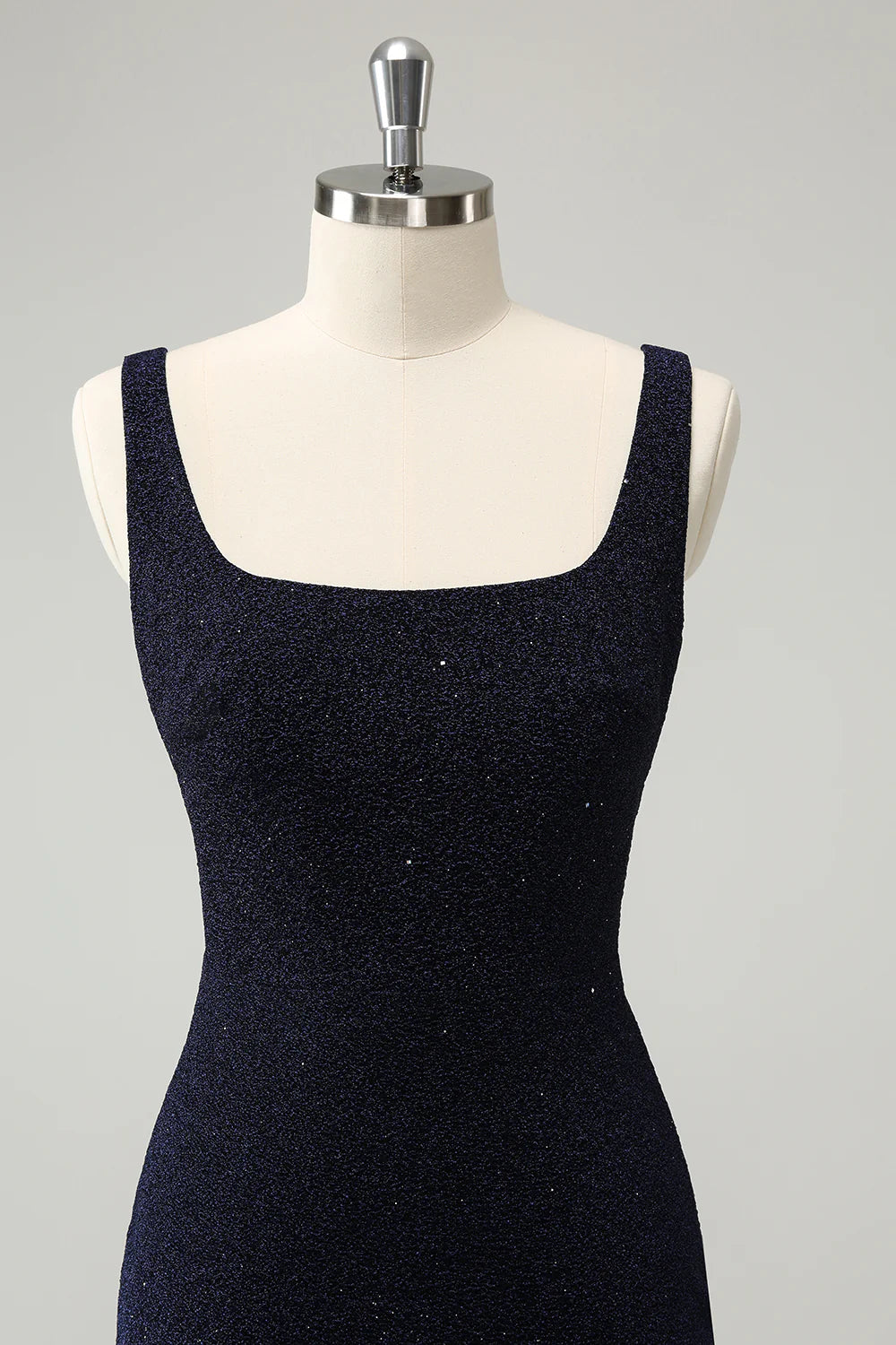Amzcw Chic Dark Blue Bodycon Square Neck Short Homecoming Dress with Slit