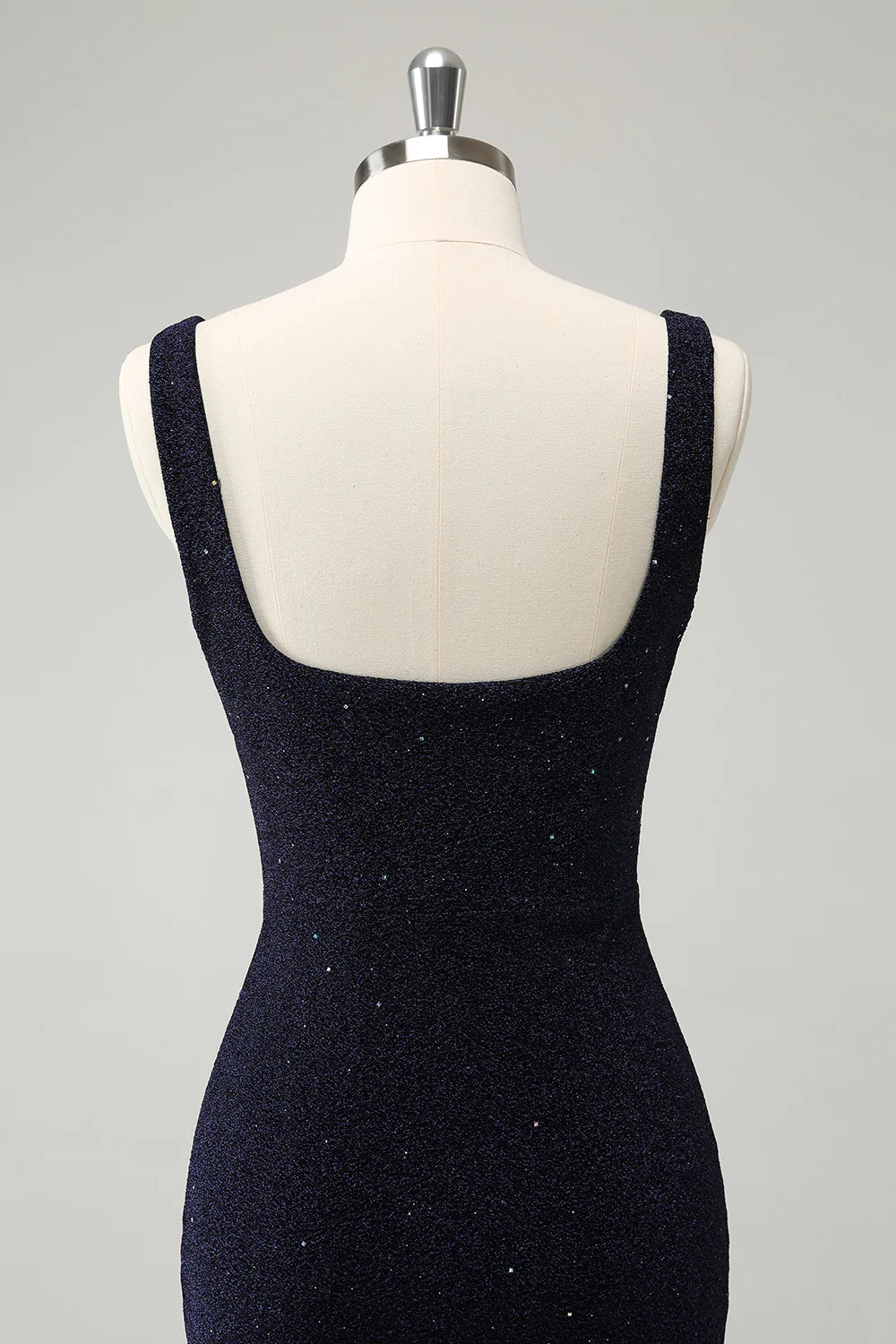 Amzcw Chic Dark Blue Bodycon Square Neck Short Homecoming Dress with Slit