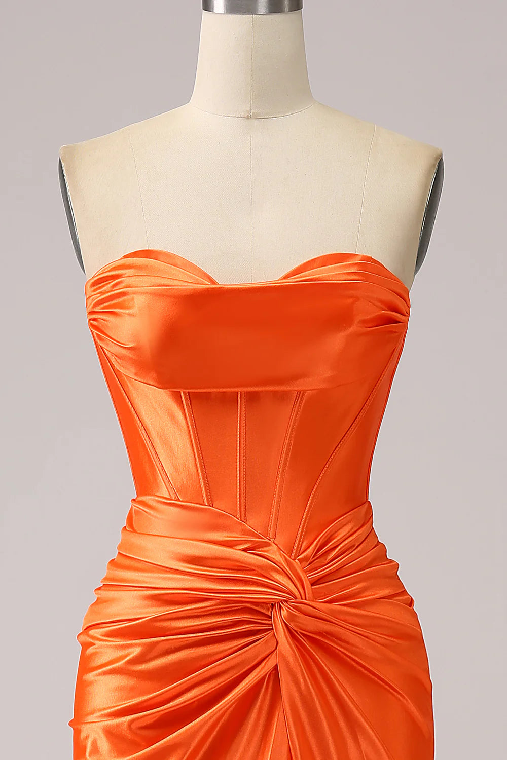 Amzcw Orange Mermaid Sweetheart Corset Pleated Long Prom Dress with Slit prom dresses shops