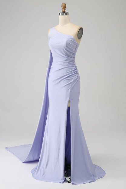Amzcw Lilac Mermaid One Shoulder Backless Long Prom Dress with Slit prom dresses shops