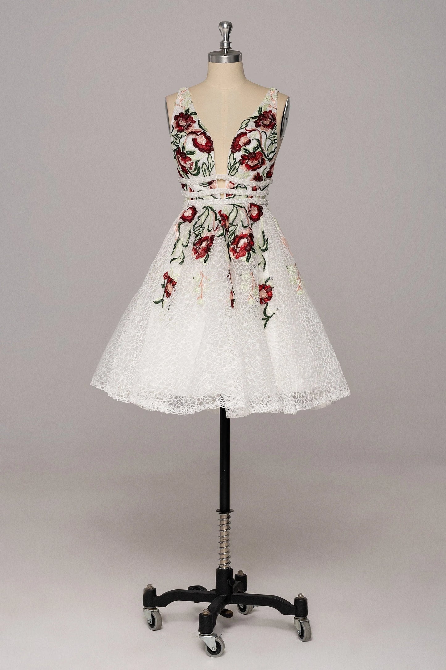 Vestidos de fiesta con escote en V y estampado floral, vestidos de cóctel cortos sin espalda 