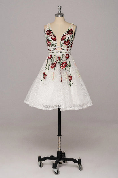 Vestidos de fiesta con escote en V y estampado floral, vestidos de cóctel cortos sin espalda 