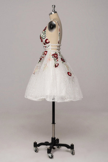 Vestidos de fiesta con escote en V y estampado floral, vestidos de cóctel cortos sin espalda 